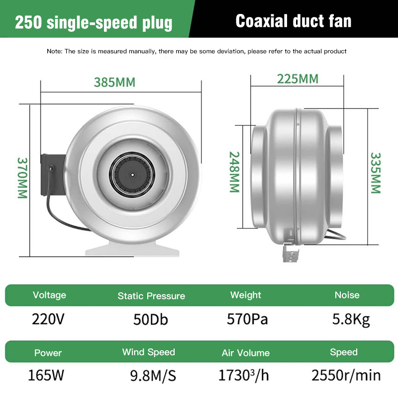 Single-Speed Plug Coaxial Duct Fan