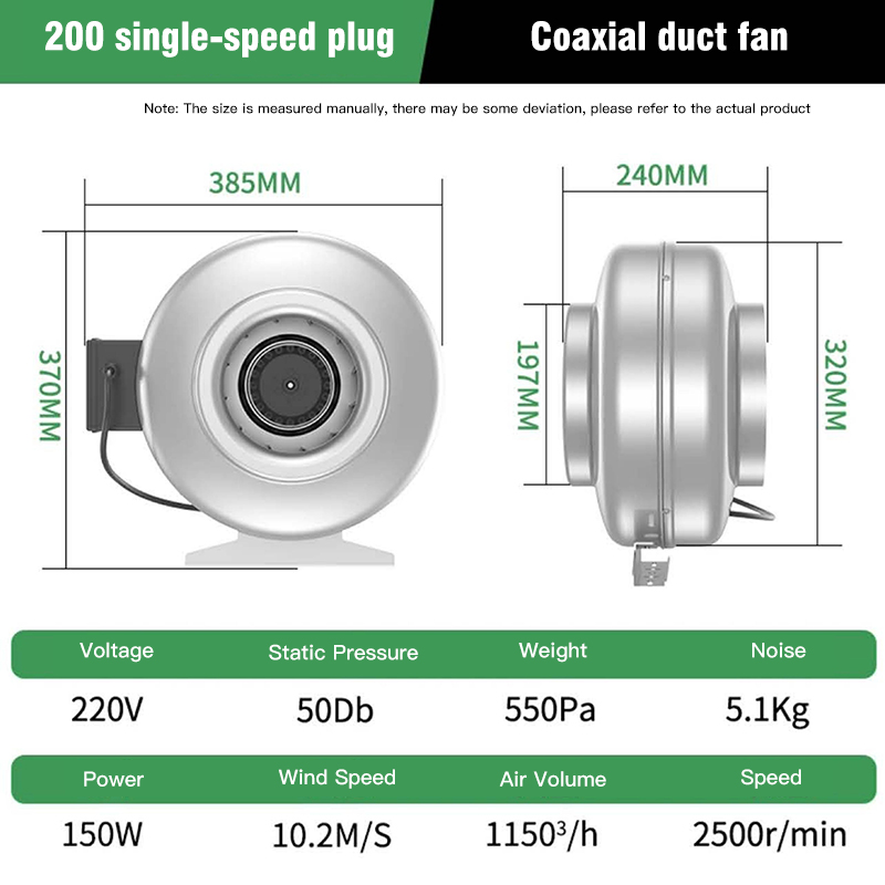 Single-Speed Plug Coaxial Duct Fan