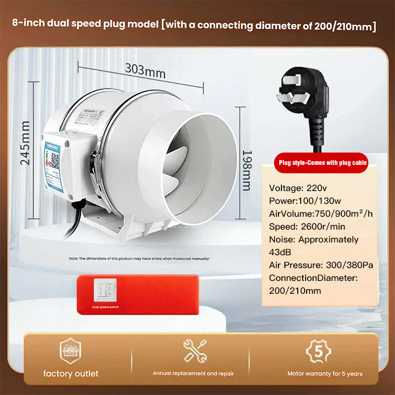 How does a two-speed fan achieve efficient airflow guidance and low-drag flow through aerodynamic design?